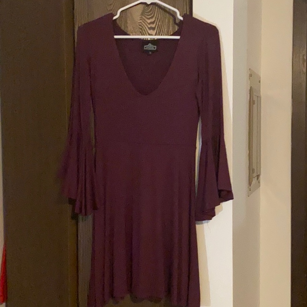 Burgundy, “going out” dress.
